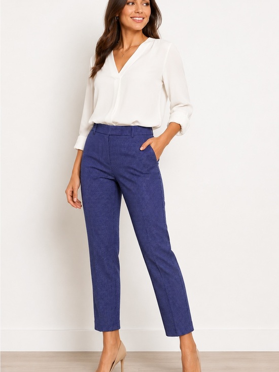 Ann Taylor Pants - Ann Taylor EVA Purple Micro-Check Ankle Pants – Size 6